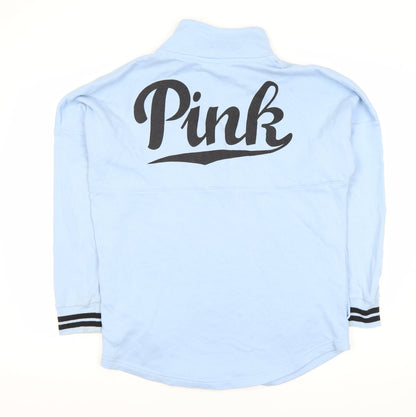 PINK Women's Blue Sweatshirt, M, 1/2 Zip Logo