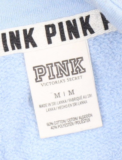 PINK Women's Blue Sweatshirt, M, 1/2 Zip Logo