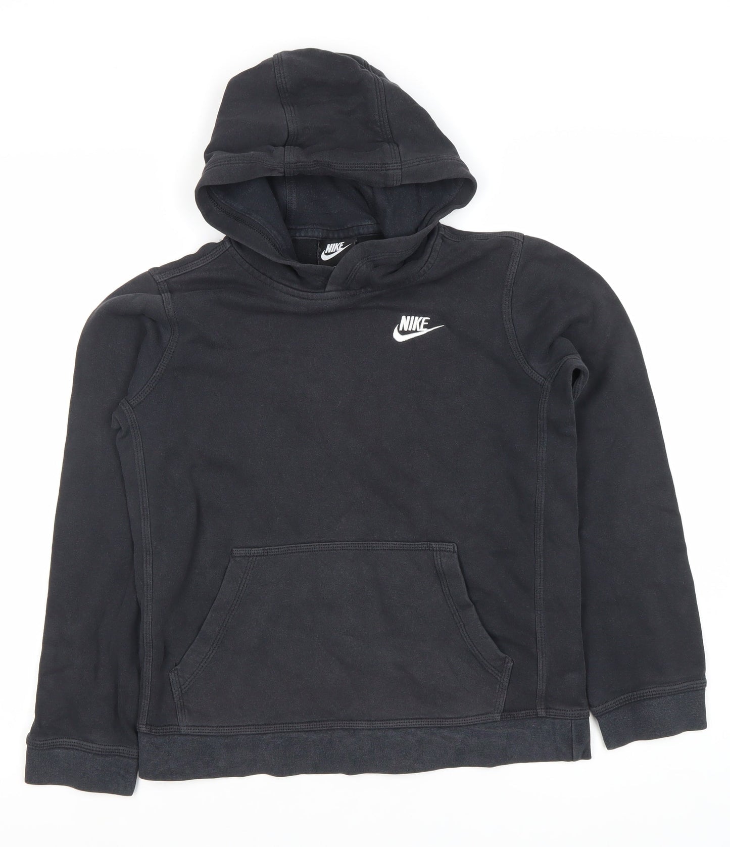 Nike Boys Black Pullover Hoodie - L, Logo Accent