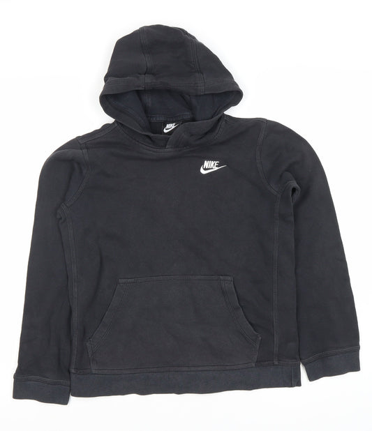 Nike Boys Black Pullover Hoodie - L, Logo Accent