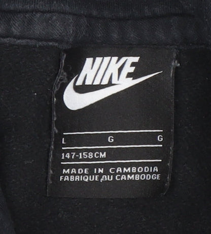 Nike Boys Black Pullover Hoodie - L, Logo Accent