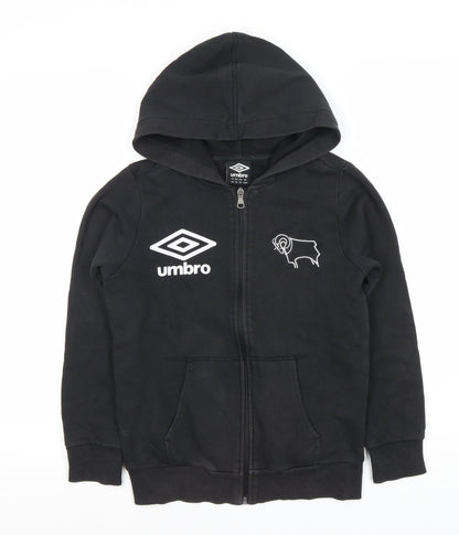 Umbro Boys Black Full Zip Hoodie Size 11 Sports Casual