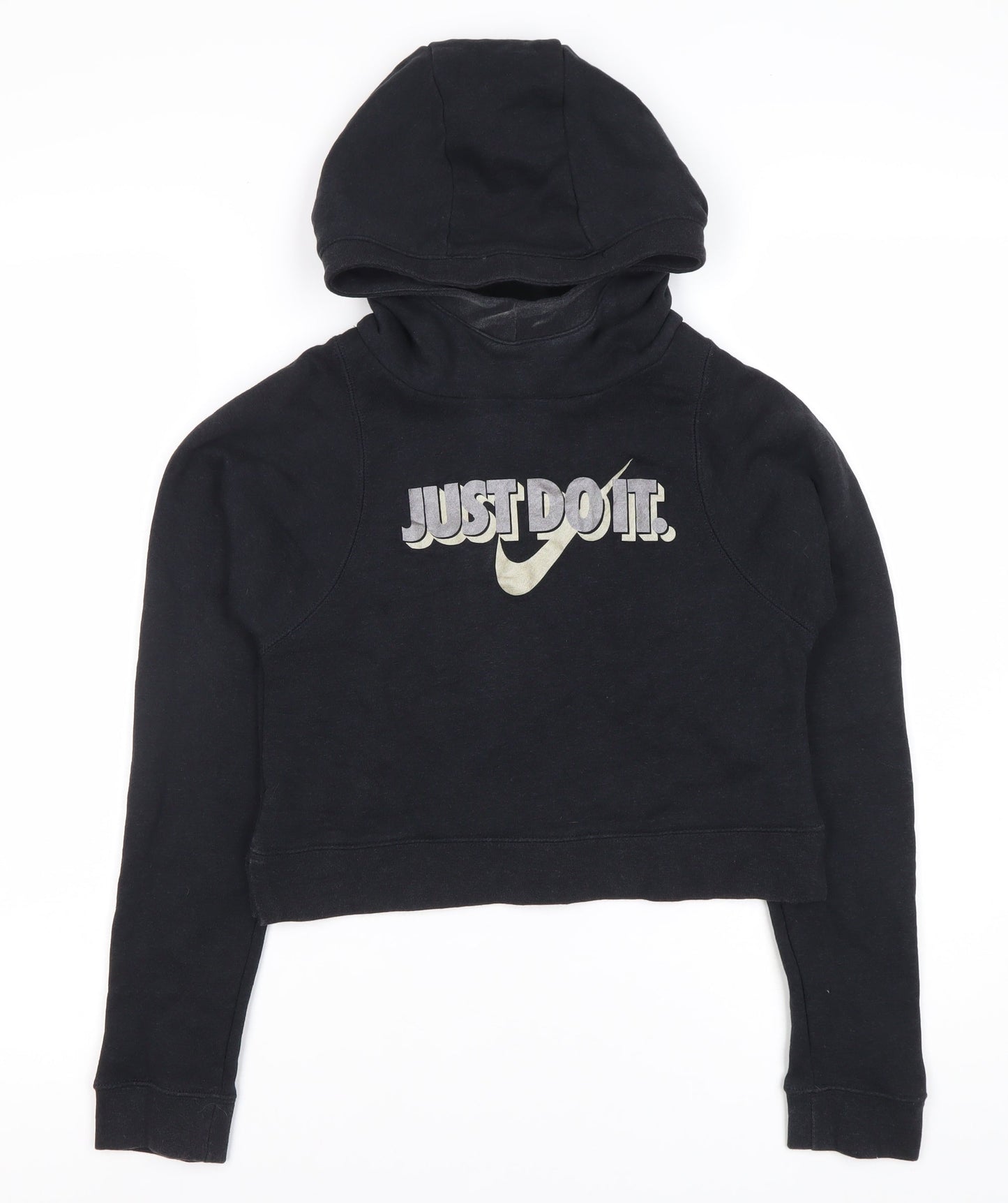 Nike Girls Black Logo Hoodie L Pullover Activewear