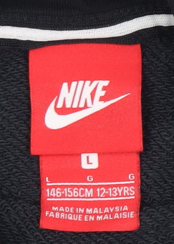 Nike Girls Black Logo Hoodie L Pullover Activewear