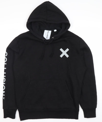 Unisex Adults UK Size XS COLLUSION Black Pullover Hoodie