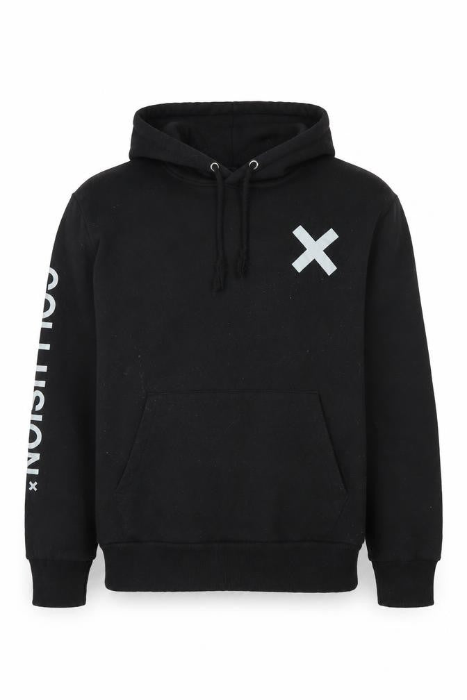 Unisex Adults UK Size XS COLLUSION Black Pullover Hoodie