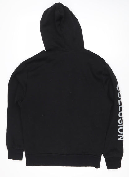 Unisex Adults UK Size XS COLLUSION Black Pullover Hoodie