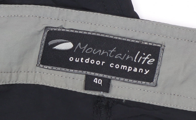 Mountainlife Men's Black Cargo Trousers, Size L