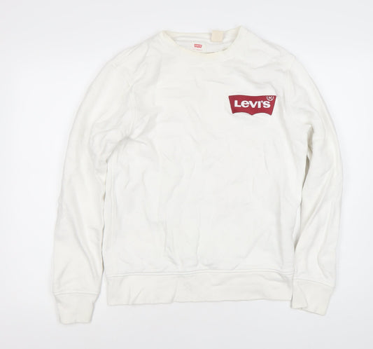 Mens UK Size S Levi's White Pullover Sweatshirt