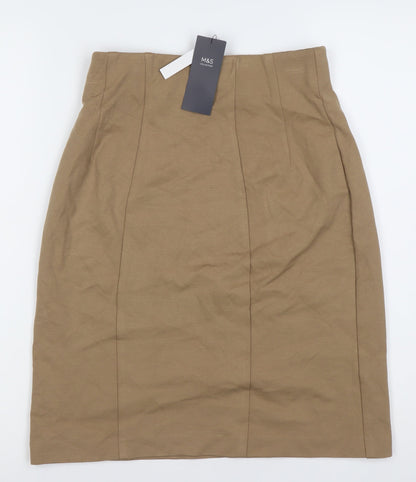 Marks and Spencer Women's Knee Length Brown Pencil Skirt Size 12