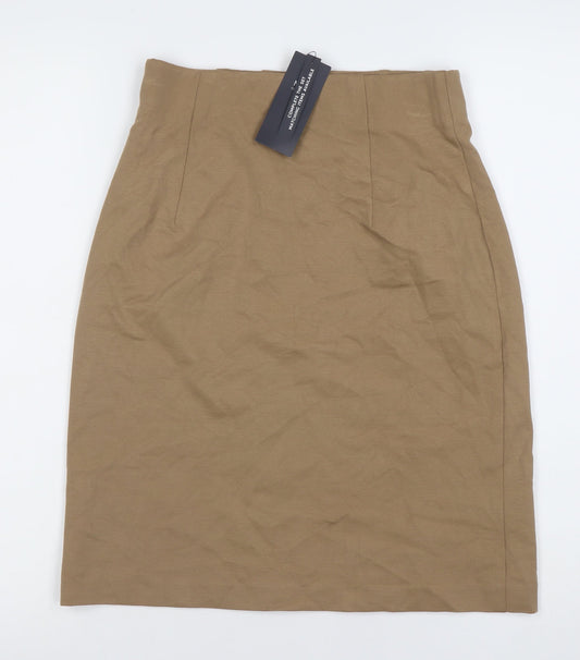 Marks and Spencer Women's Knee Length Brown Pencil Skirt Size 12