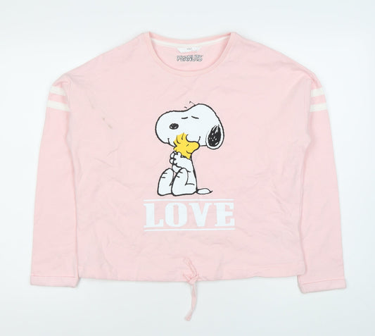 Marks and Spencer Girls Pink Peanuts Pullover Hoodie 12-13Y