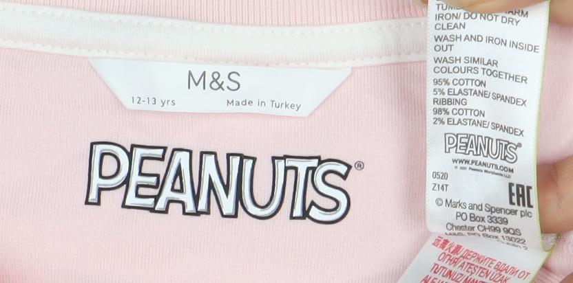 Marks and Spencer Girls Pink Peanuts Pullover Hoodie 12-13Y