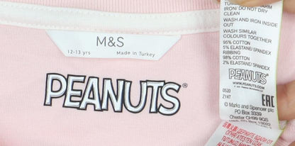 Marks and Spencer Girls Pink Peanuts Pullover Hoodie 12-13Y