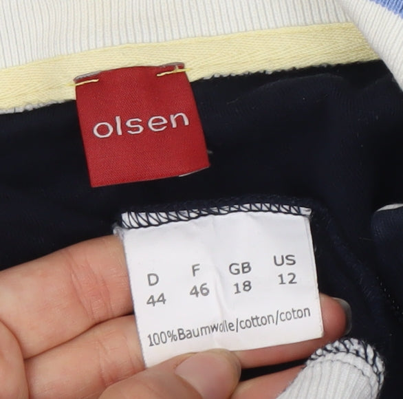 Olsen Women's Navy Full Zip Sweatshirt Size 18