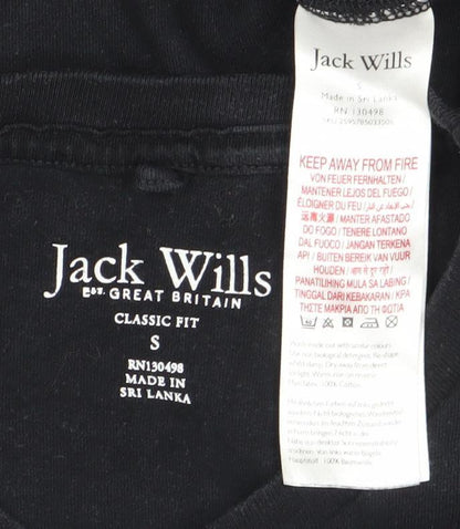 Jack Wills Men's Black Cotton Classic Fit T-Shirt, Size S