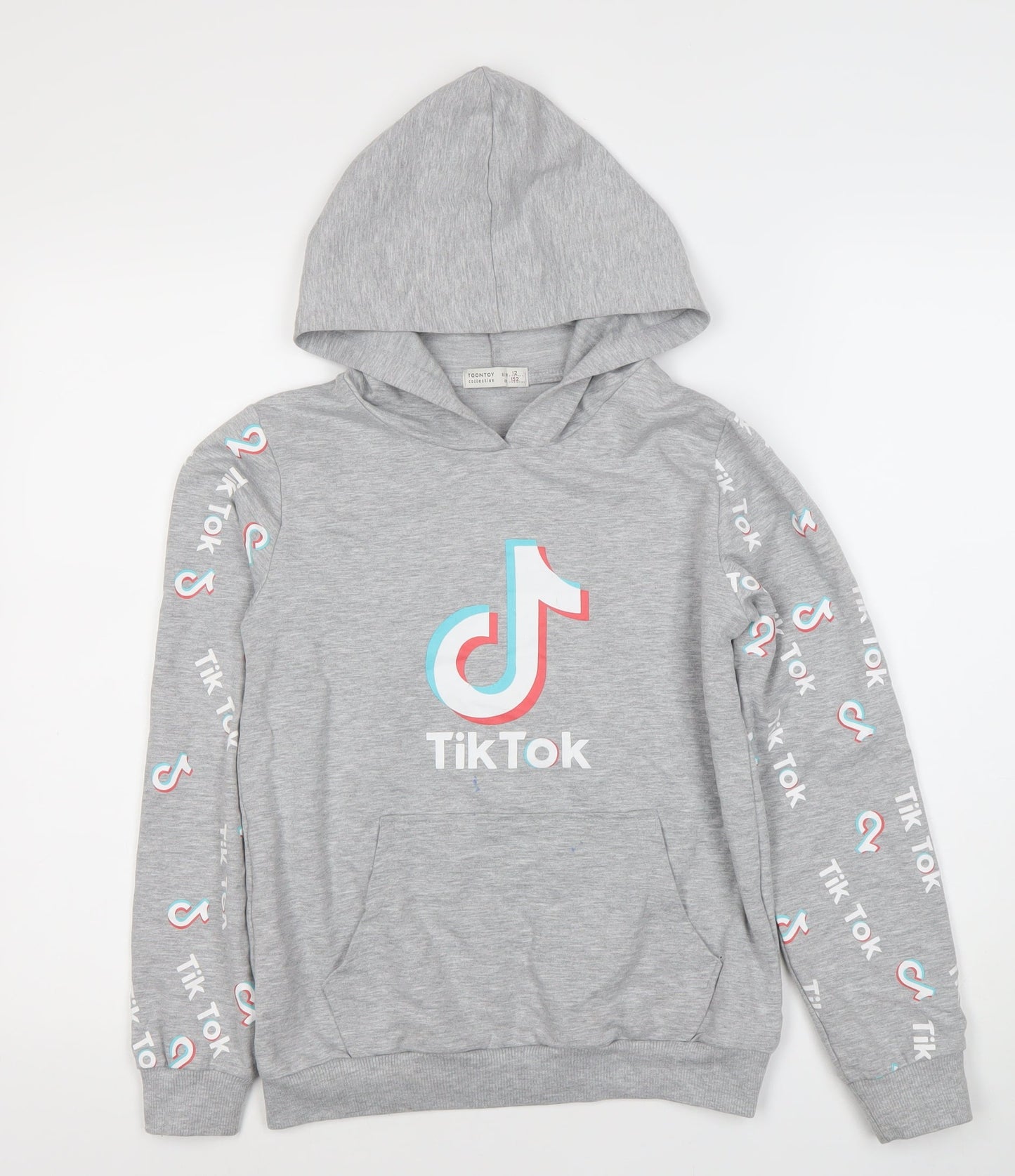 Toontoy Boys Grey TikTok Hoodie - Size 12