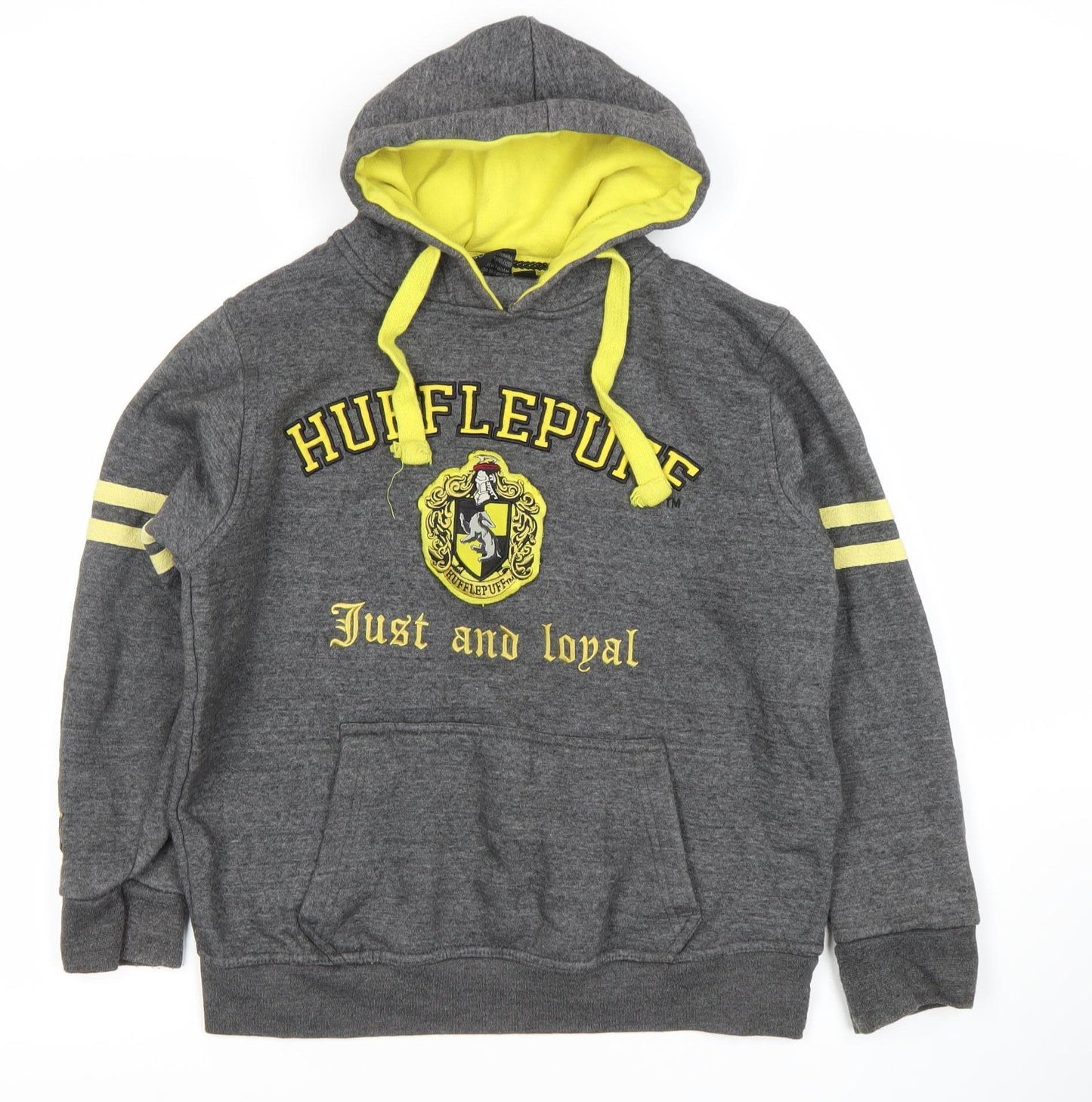 Harry Potter Boys Grey Hufflepuff Pullover Hoodie Size S