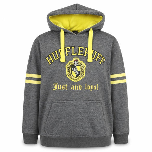 Harry Potter Boys Grey Hufflepuff Pullover Hoodie Size S