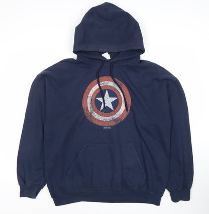 Mens UK Size L Gildan Blue Pullover Hoodie