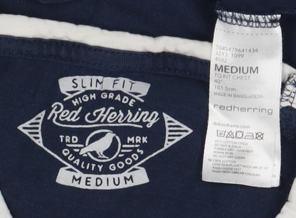Red Herring Men's Blue Slim Fit T-Shirt - Medium