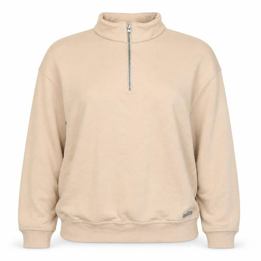 Front view of Decathlon Beige unisex 12 pullover fleece sweatshirt