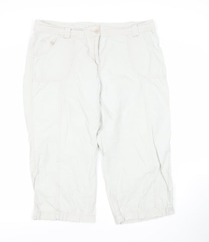 Womens UK Size 16 Marks and Spencer Regular Fit Cropped White Trousers
