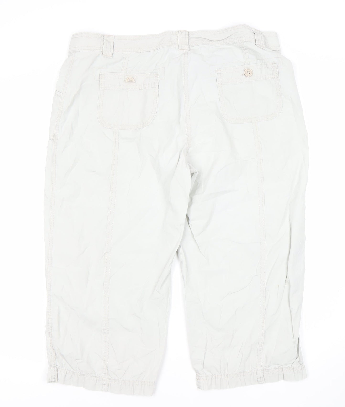 Womens UK Size 16 Marks and Spencer Regular Fit Cropped White Trousers