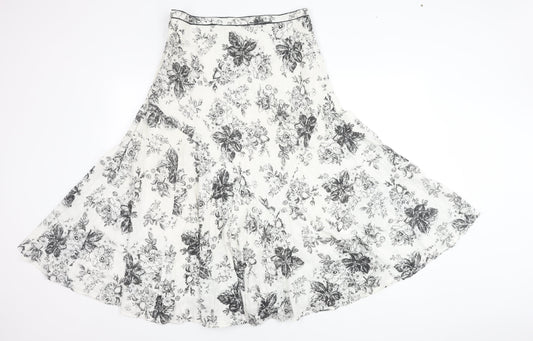 Marks and Spencer Women's White Floral Skirt Size 14