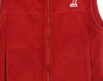 Kangol Women Red Fleece Waistcoat M Full Zip Casual