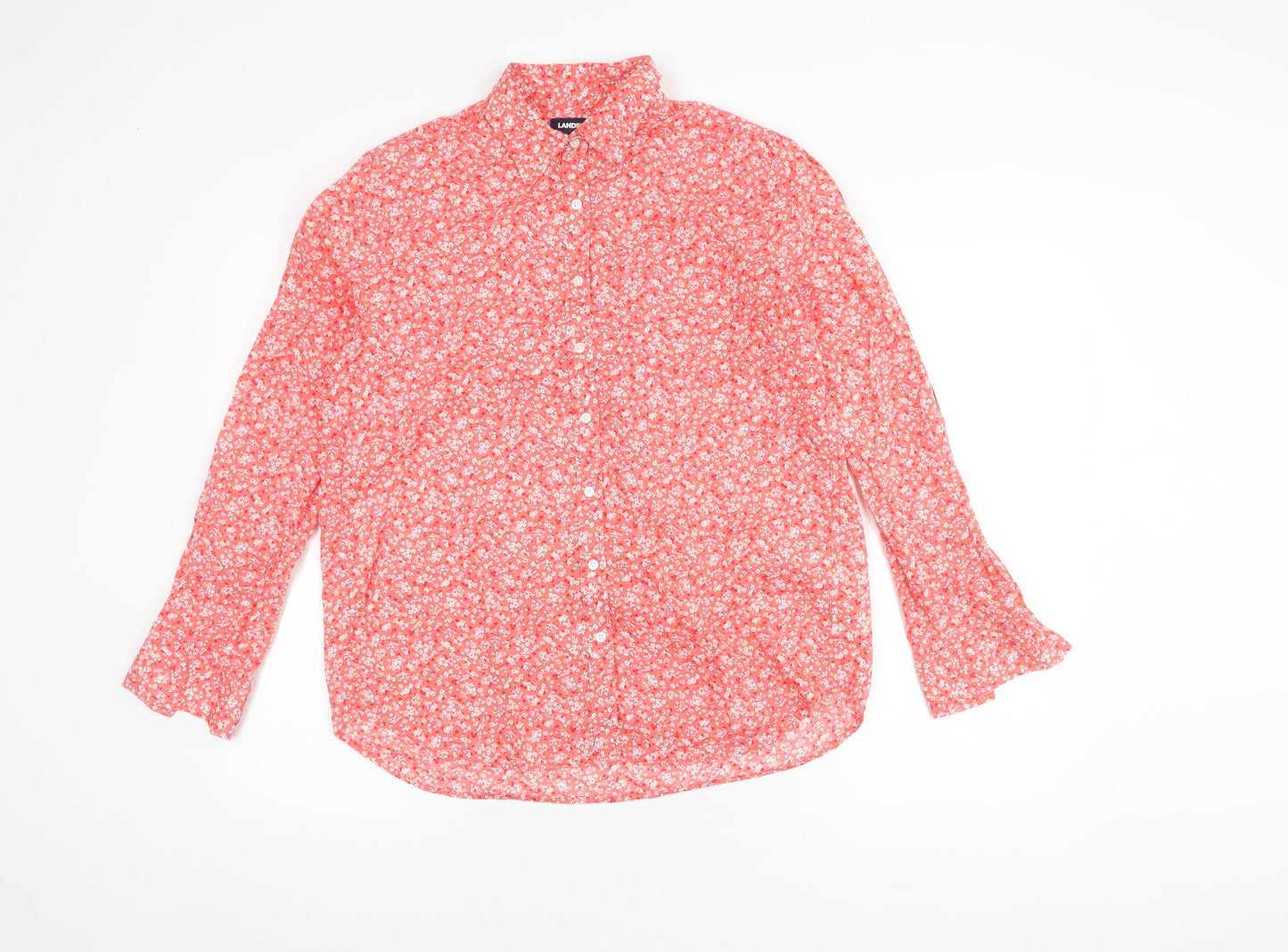Lands' End Women's Red Floral Blouse, Size S
