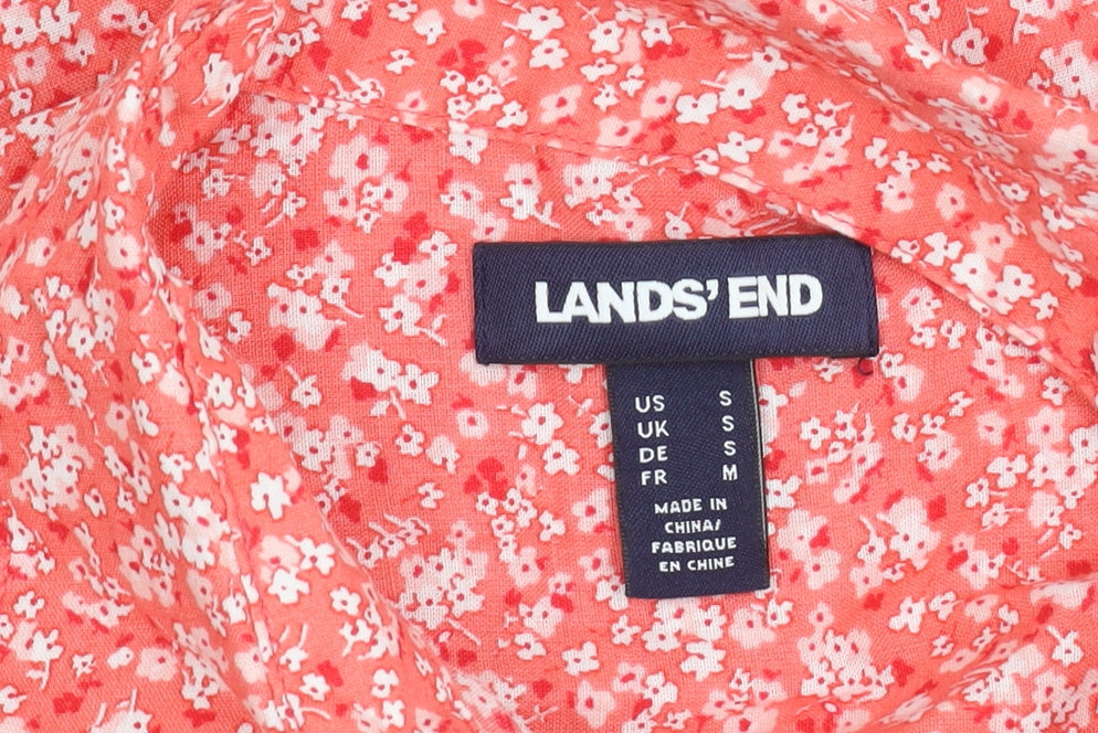 Lands' End Women's Red Floral Blouse, Size S