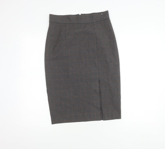Marks and Spencer Women's Brown Check Pencil Skirt Size 10