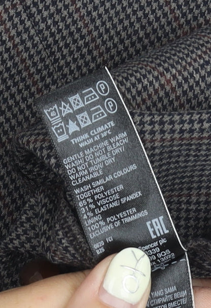 Marks and Spencer Women's Brown Check Pencil Skirt Size 10