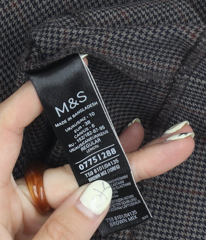 Marks and Spencer Women's Brown Check Pencil Skirt Size 10