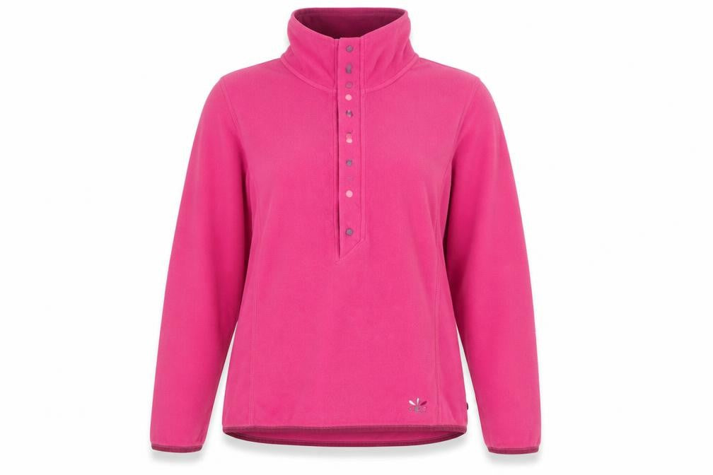 Front view of O'Neill Women's Pink Fleece Snap Pullover -, size L