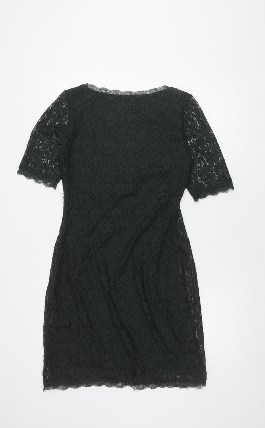 Jigsaw Black Lace Dress Medium Floral Women
