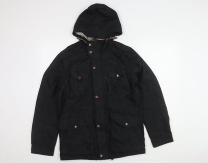 Unisex Adults UK Size S Red Herring Black Parka Coat