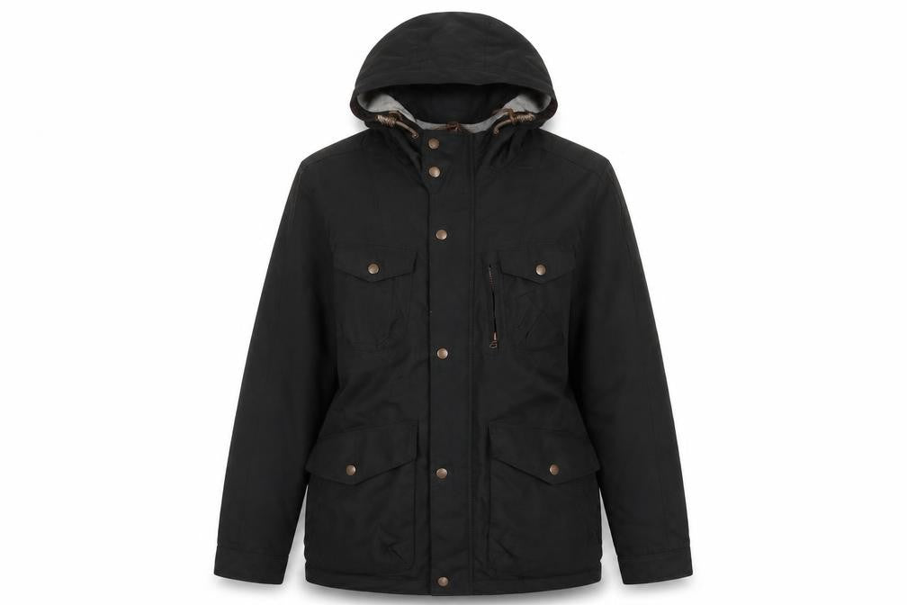 Unisex Adults UK Size S Red Herring Black Parka Coat