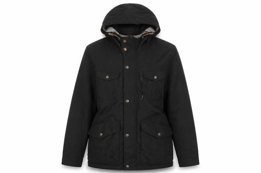Unisex Adults UK Size S Red Herring Black Parka Coat