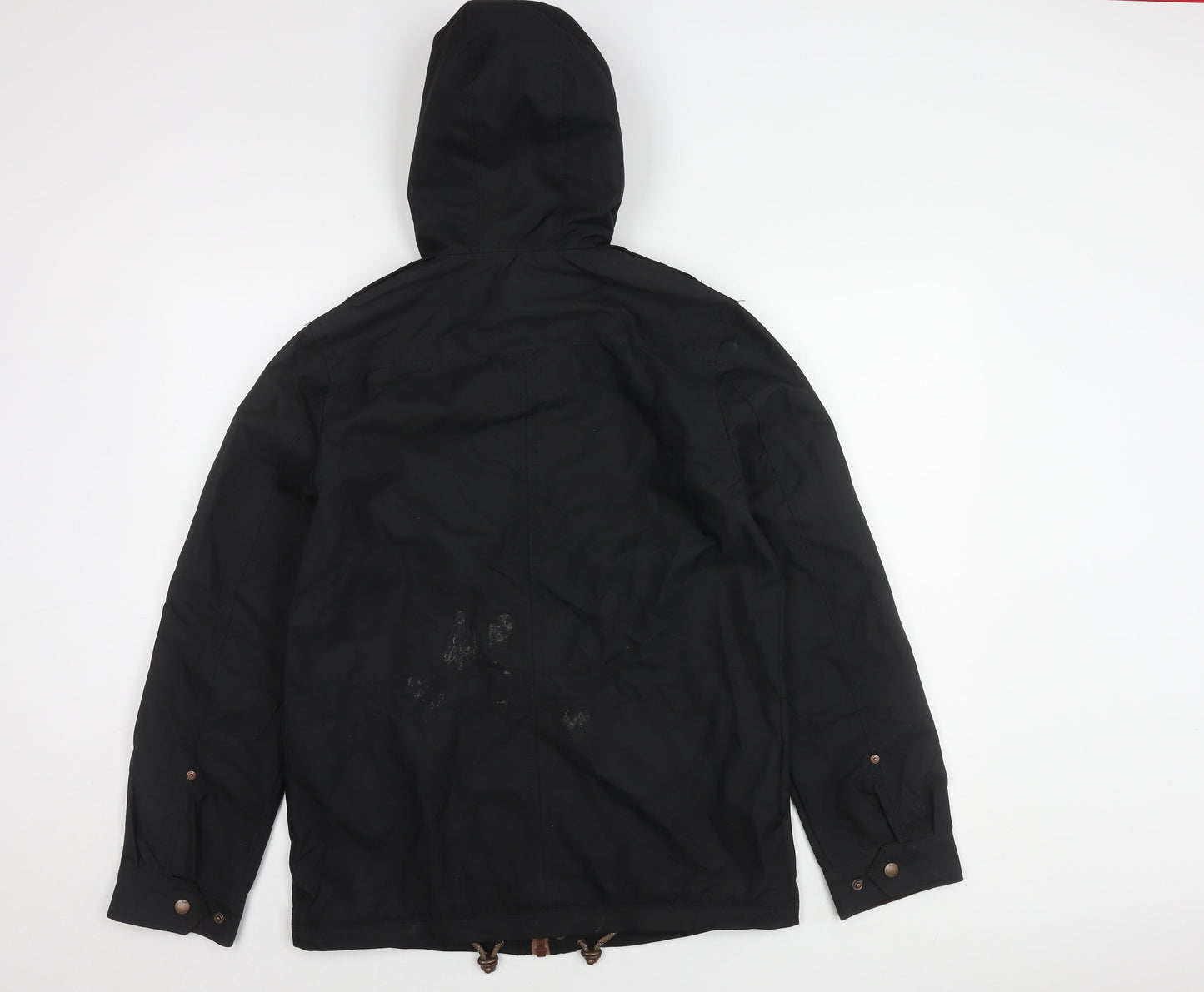Unisex Adults UK Size S Red Herring Black Parka Coat
