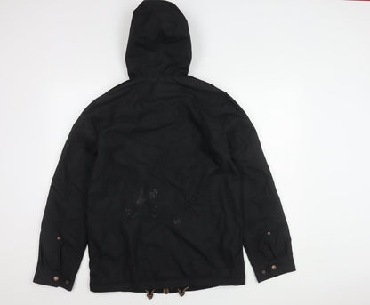Unisex Adults UK Size S Red Herring Black Parka Coat
