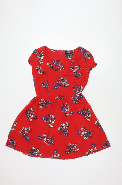 New Look Women's Red Floral Dress Size 14