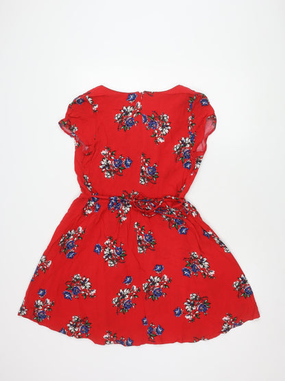 New Look Women's Red Floral Dress Size 14