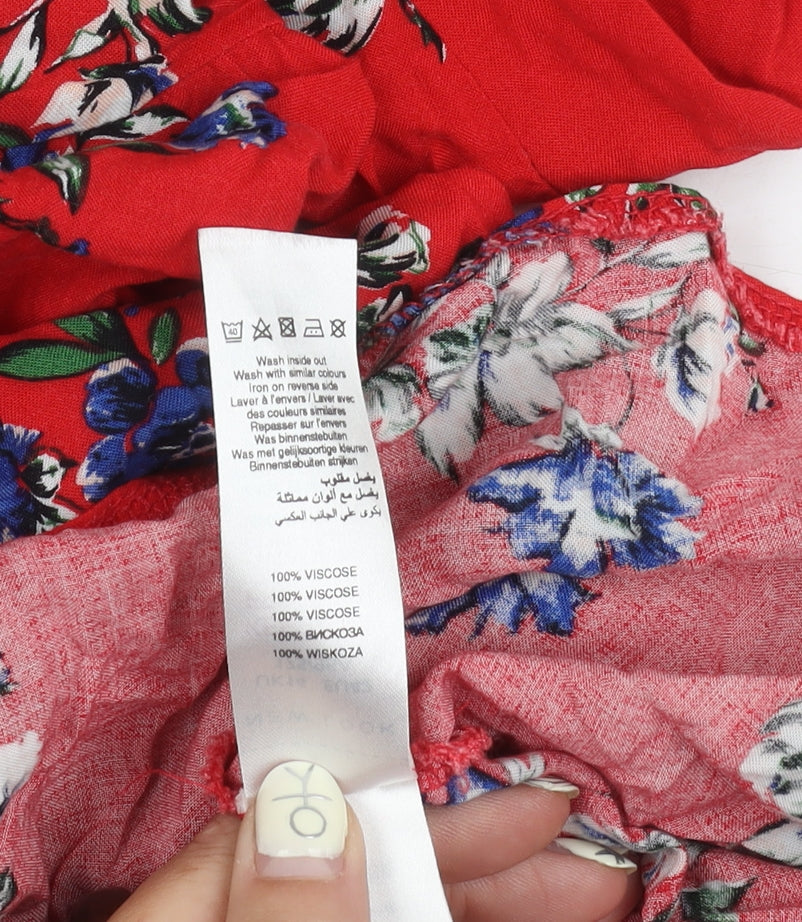 New Look Women's Red Floral Dress Size 14