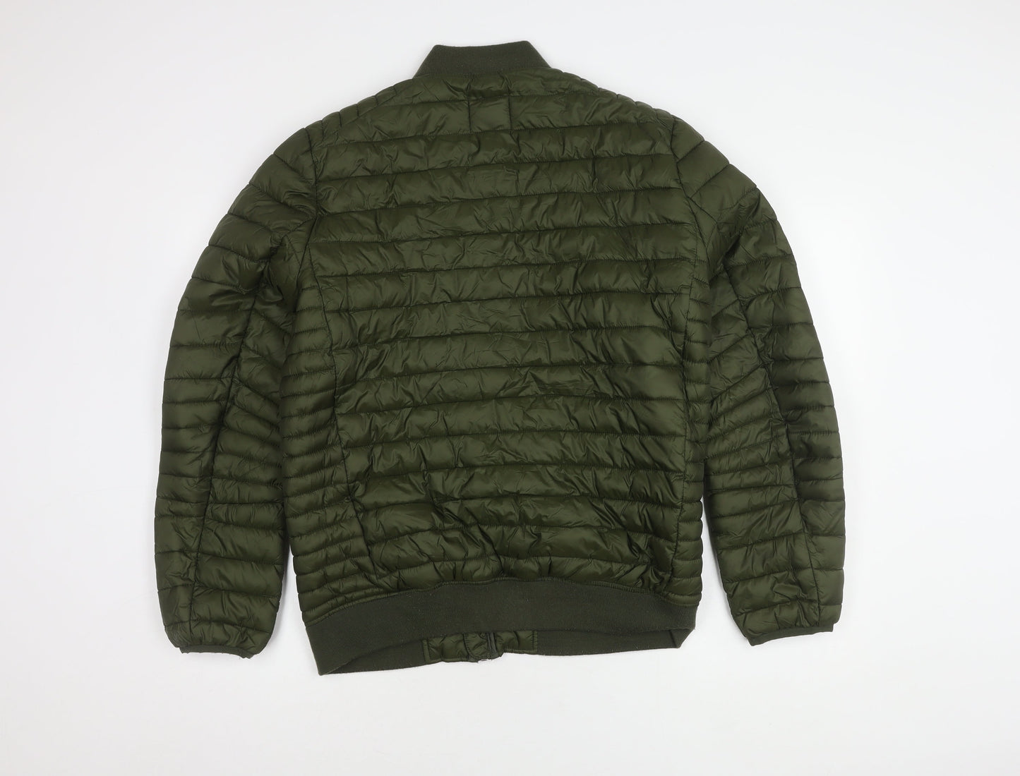 ASOS Men's Green Puffer Jacket L Full Zip Casual