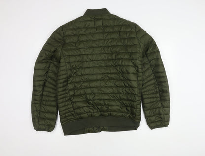 ASOS Men's Green Puffer Jacket L Full Zip Casual