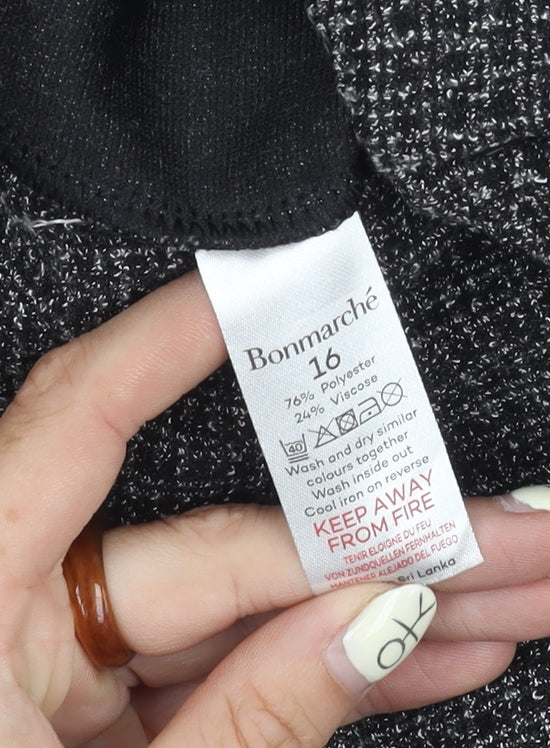 Bonmarché Women's Black Straight Leg Trousers Size 16