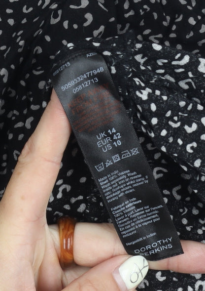 Dorothy Perkins Women's Black Animal Print Dress, Size 14