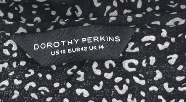 Dorothy Perkins Women's Black Animal Print Dress, Size 14